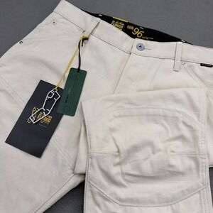G-Star Raw Elwood 5620 Regular Jeans Mens 34x32 Duckman Beige Knee Patch $210